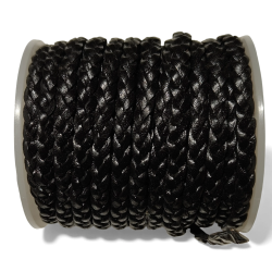 Rzemień PLECIONY PŁASKI 5x2mm CZARNY