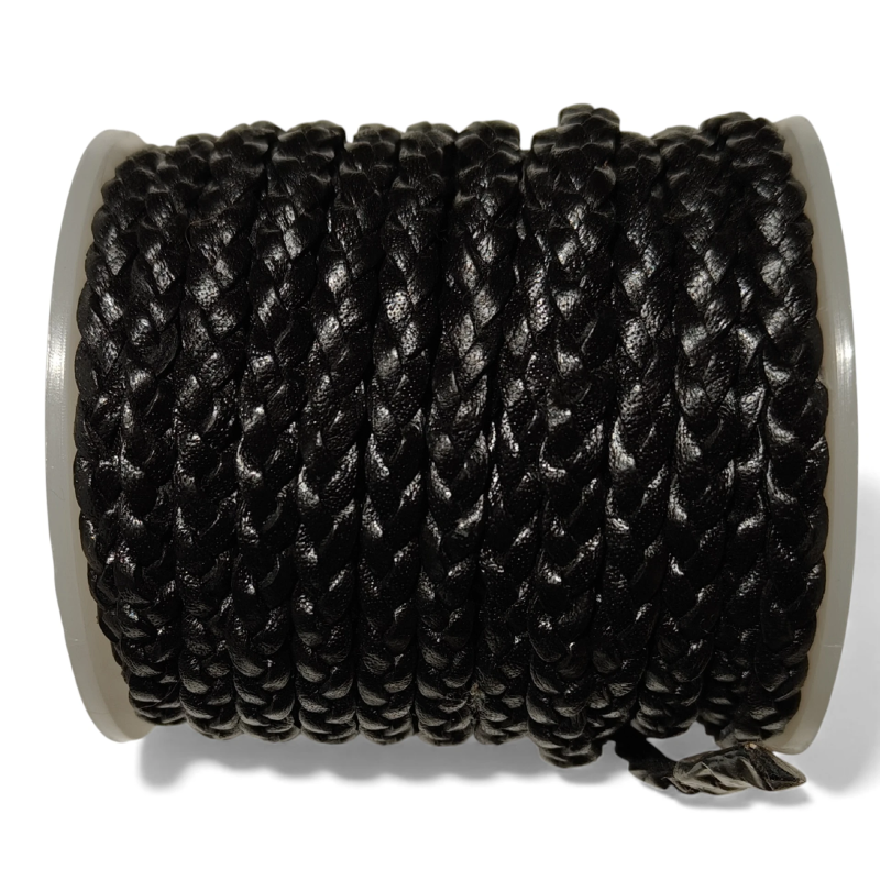 Rzemień PLECIONY PŁASKI 5x2mm CZARNY