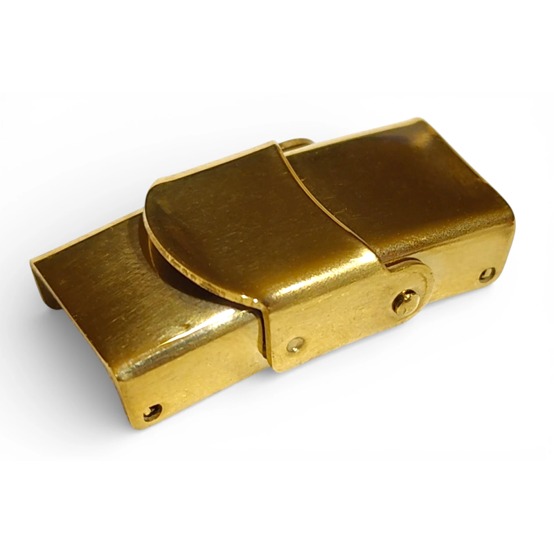 Zapięcie zatrzaskowe 10x2mm. Stal nierdzewna. Do rzemieni. Kolor ZŁOTY. IZ099