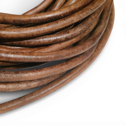 Rzemień 6mm okrągły naturalny JASNY VINTAGE