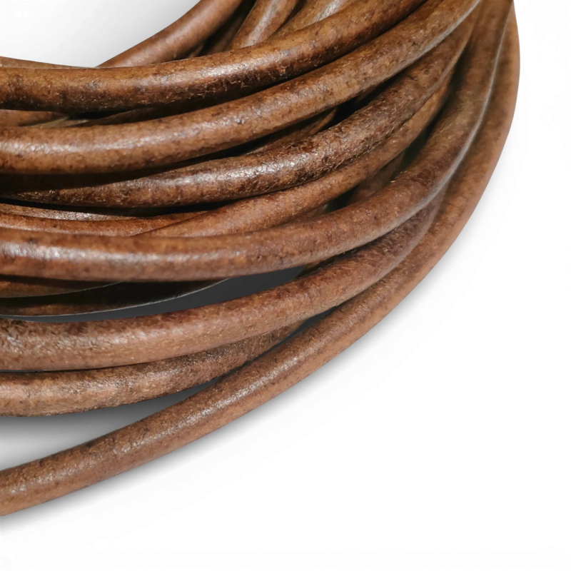 Rzemień 6mm okrągły naturalny JASNY VINTAGE