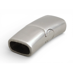 Magnetyczne zapięcie 12x6mm. Stal nierdzewna. Do rzemieni. Kolor SREBRNY. POŁYSK. IZ103