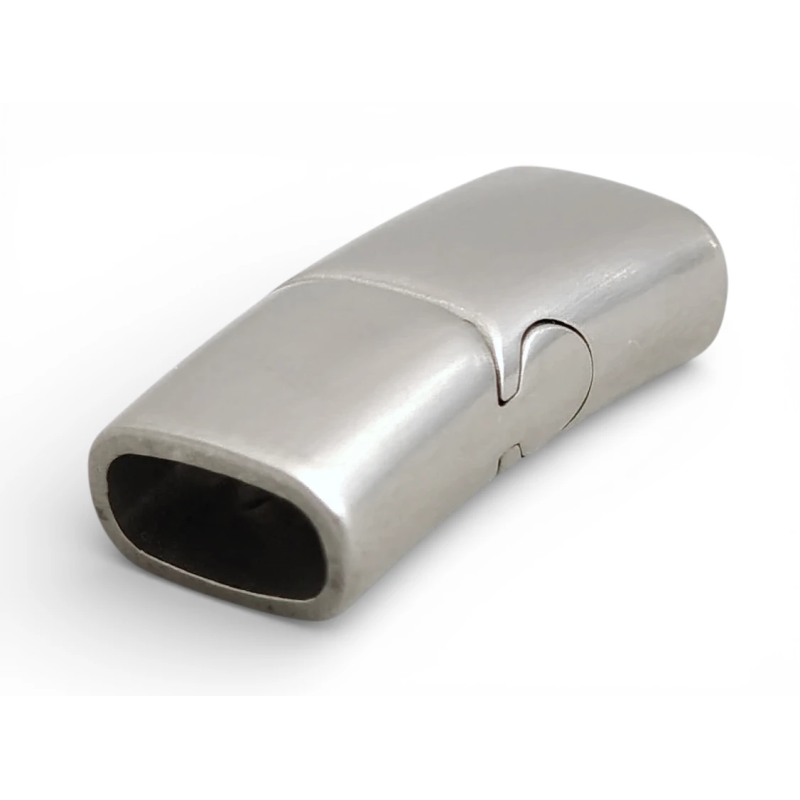 Magnetyczne zapięcie 12x6mm. Stal nierdzewna. Do rzemieni. Kolor SREBRNY. POŁYSK. IZ103