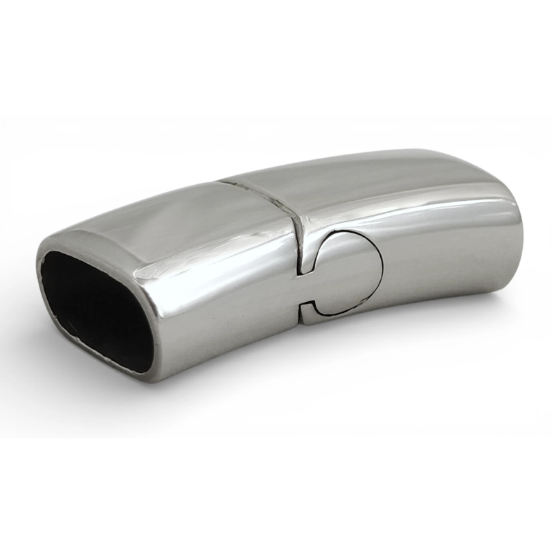 Magnetyczne zapięcie 10x5mm. Stal nierdzewna. Do rzemieni. Kolor SREBRNY. POŁYSK. IZ102