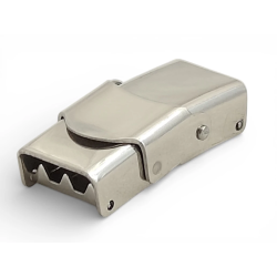 Zapięcie zatrzaskowe 10x3mm. Stal nierdzewna. Do rzemieni. Kolor SREBRNY. POŁYSK. IZ100