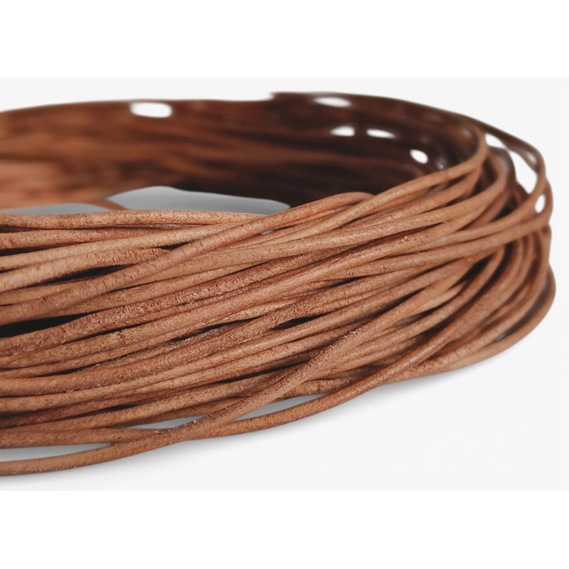 Rzemień skórzany 1,5mm okrągły nielakierowany TAN NATURALNY