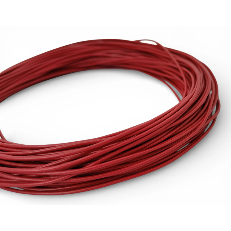 Rzemień 2 mm okrągły czerwony 100 cm