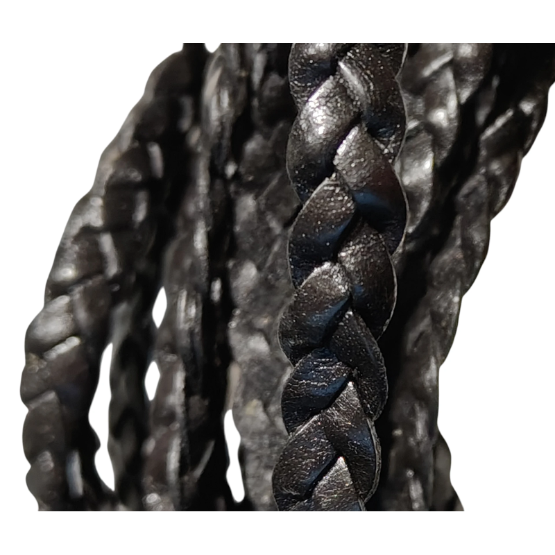 Rzemień PLECIONY PŁASKI 10x3mm CZARNY
