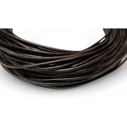 HURT Rzemień 2,5mm okrągły CZARNY  VINTAGE 25m skórzany