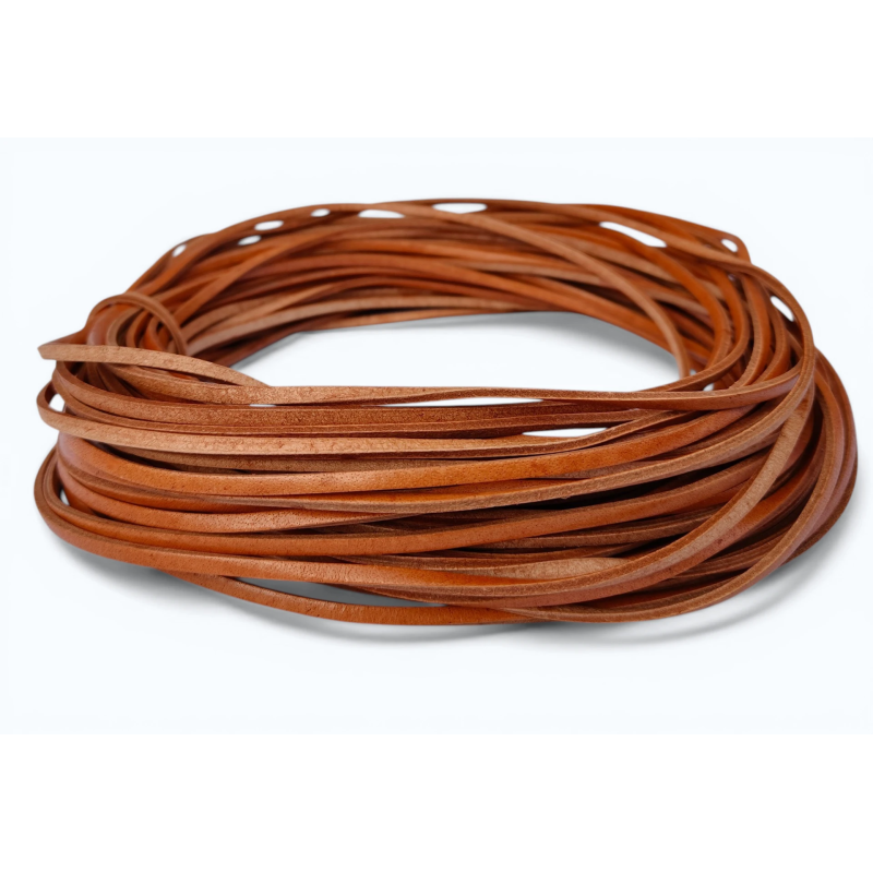 HURT Rzemień 3x1,2mm NATURALNY Tan 25m płaski licowy skóra