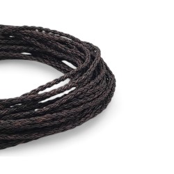 HURT Rzemień 6mm PLECIONY 8-żyłowy CIEMNY BRĄZ VINTAGE 25m skórzany naturalny