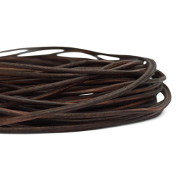 Rzemień ciemny VINTAGE antyczny 3mm okrągły 100cm