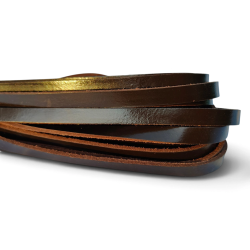HURT Rzemień 10x2mm CIEMNY BRĄZ POŁYSK 25m płaski licowy skóra