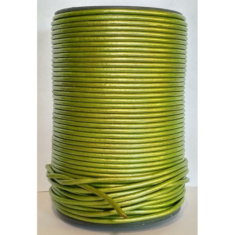 Rzemień 3 mm okrągły zielony metalik 100 cm