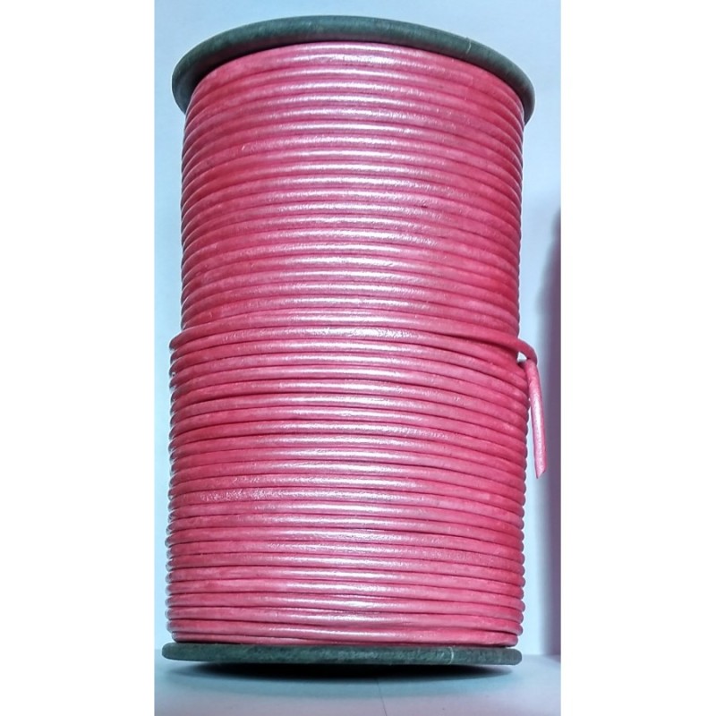 Rzemień 3 mm okrągły różowy metalik 100 cm