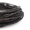 HURT Rzemień 4mm PLECIONY 8-żyłowy CIEMNY BRĄZ VINTAGE 25m skórzany naturalny